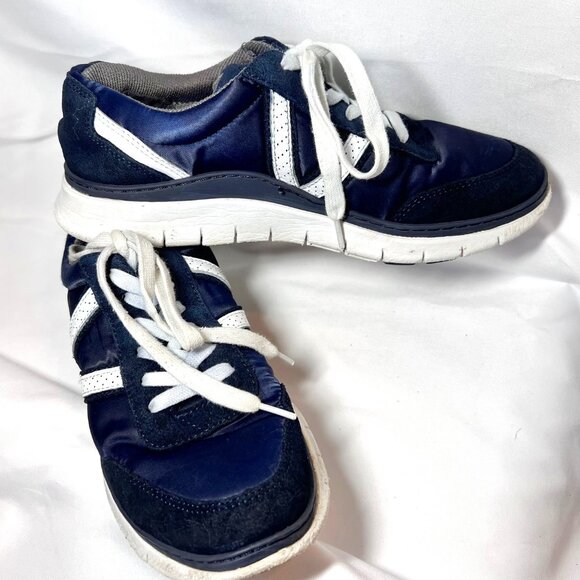 Vionic-Women's Navy-Blue Leather Suede Upper Running Sneakers-Casual Walking-7 - Picture 3 of 16
